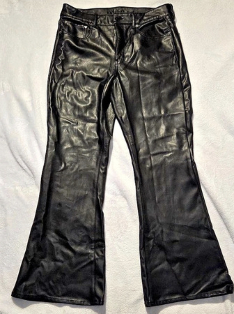 American Eagle Faux Leather Flare Pants in Black Size 14 New With Tags
